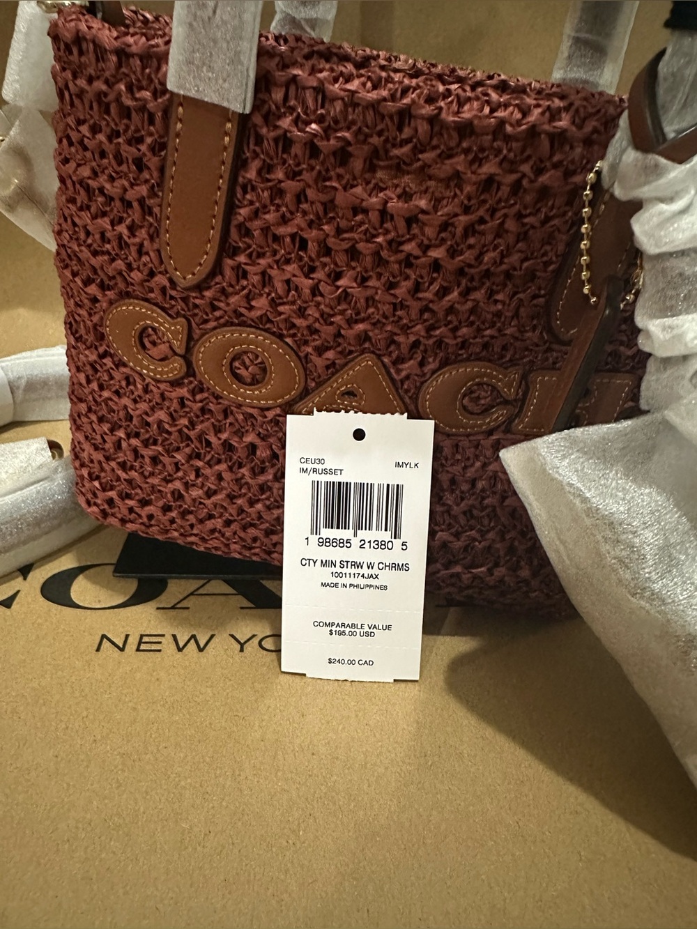 Coach City Mini Tote Bag With Charms CEU30 - Picture 3 of 9